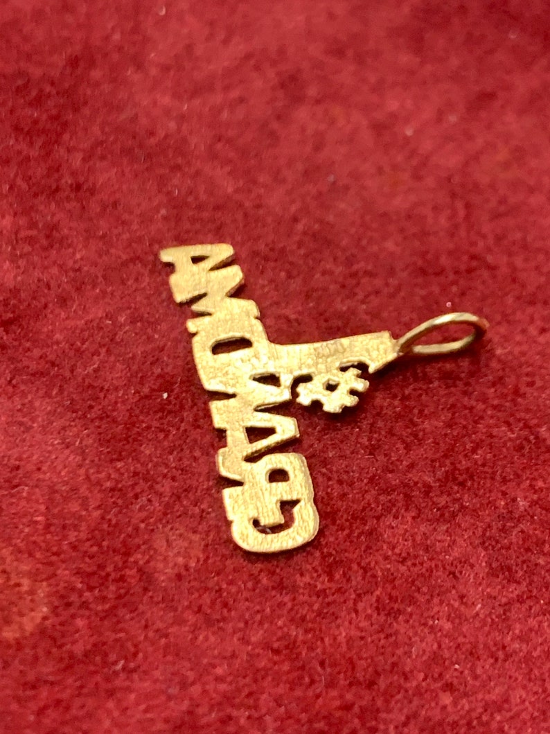 Solid 14K Yellow Gold Vintage Number 1 Grandma Pendant Charm