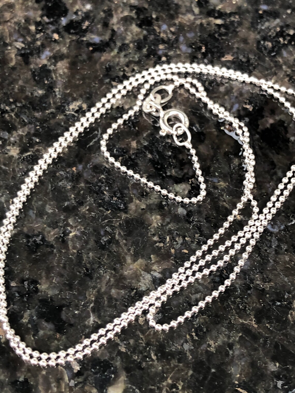 Solid 14K White Gold Ball Chain Necklace 18.5 Etsy