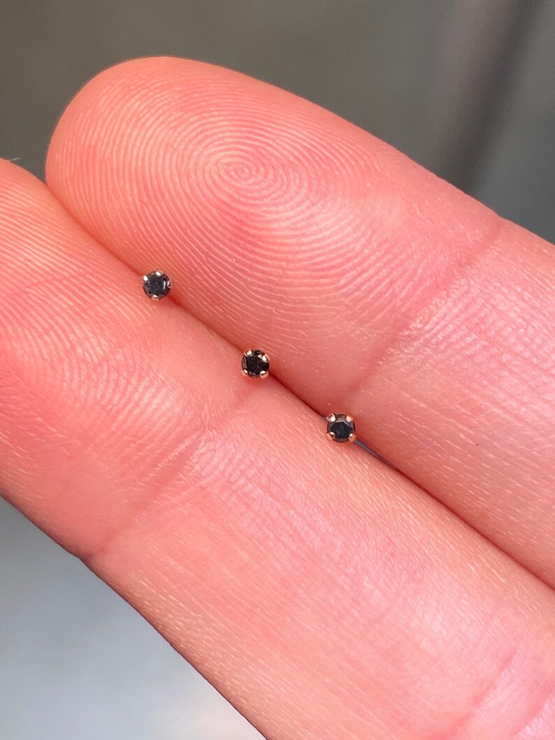 1.5mm Black Diamond Solid 14K Rose Gold 3mm 22 gauge Nose Screw Stud