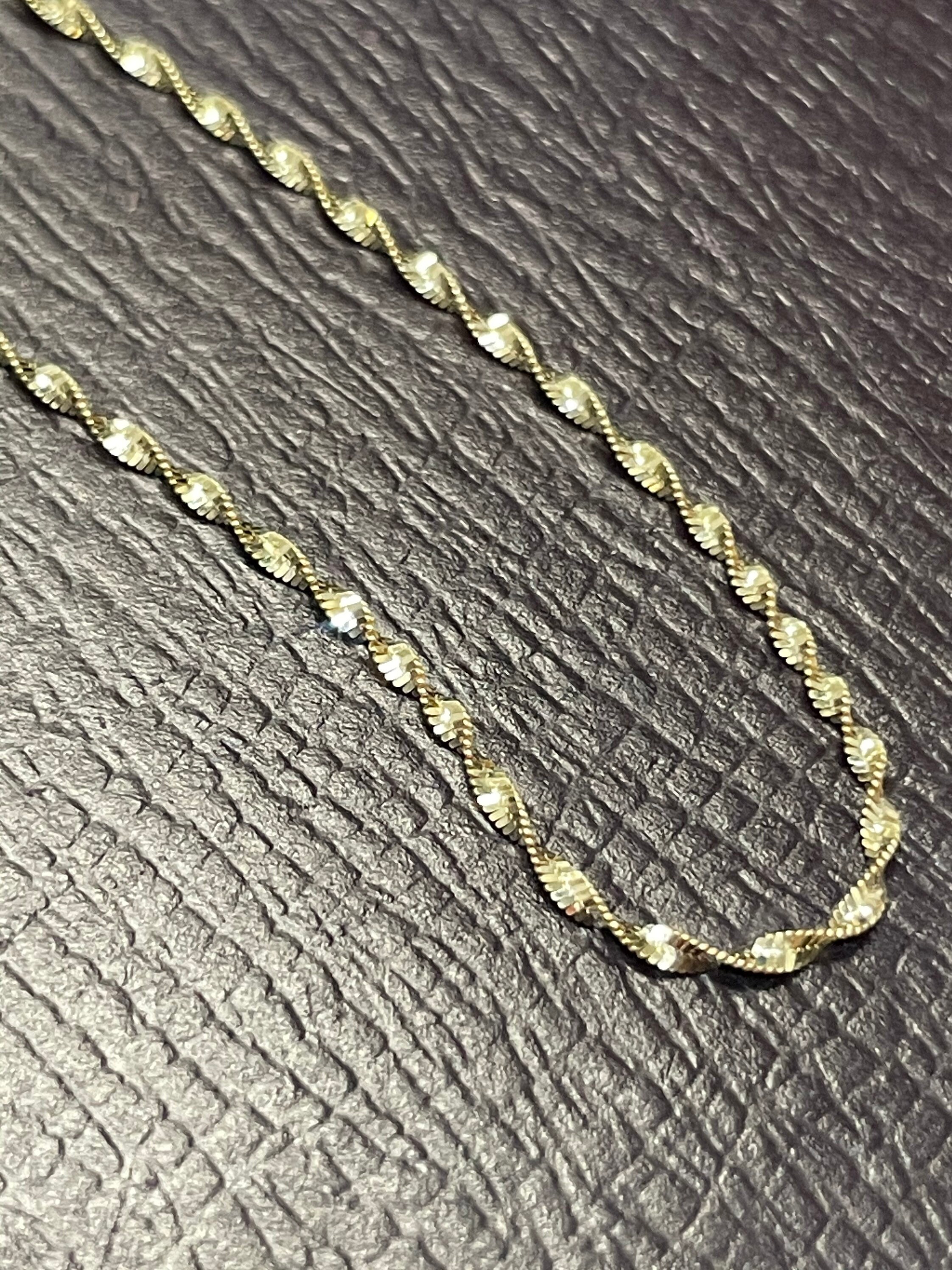 Twisted Chain 10K Solid Yellow Gold Necklace 24 1.5mm Etsy