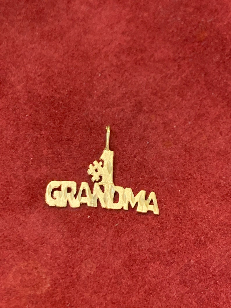 Solid 14K Yellow Gold Vintage Number 1 Grandma Pendant Charm