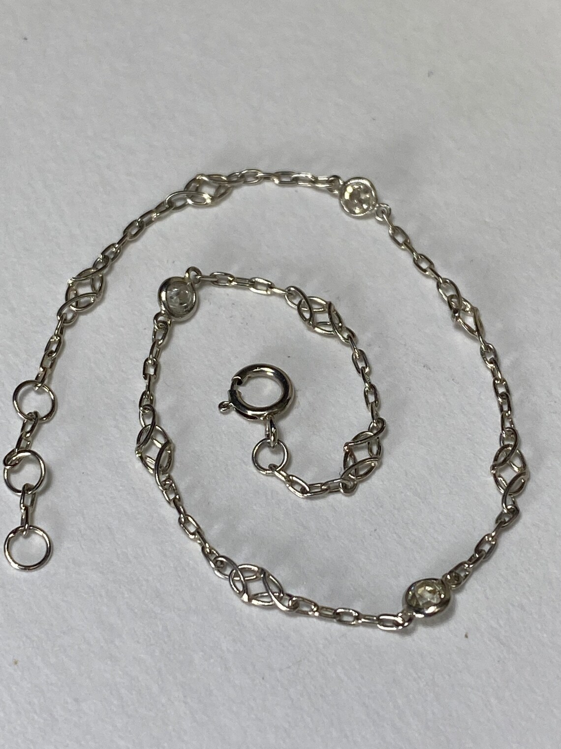 Solid Platinum .31CT Diamonds Chain Bracelet 7 | Etsy