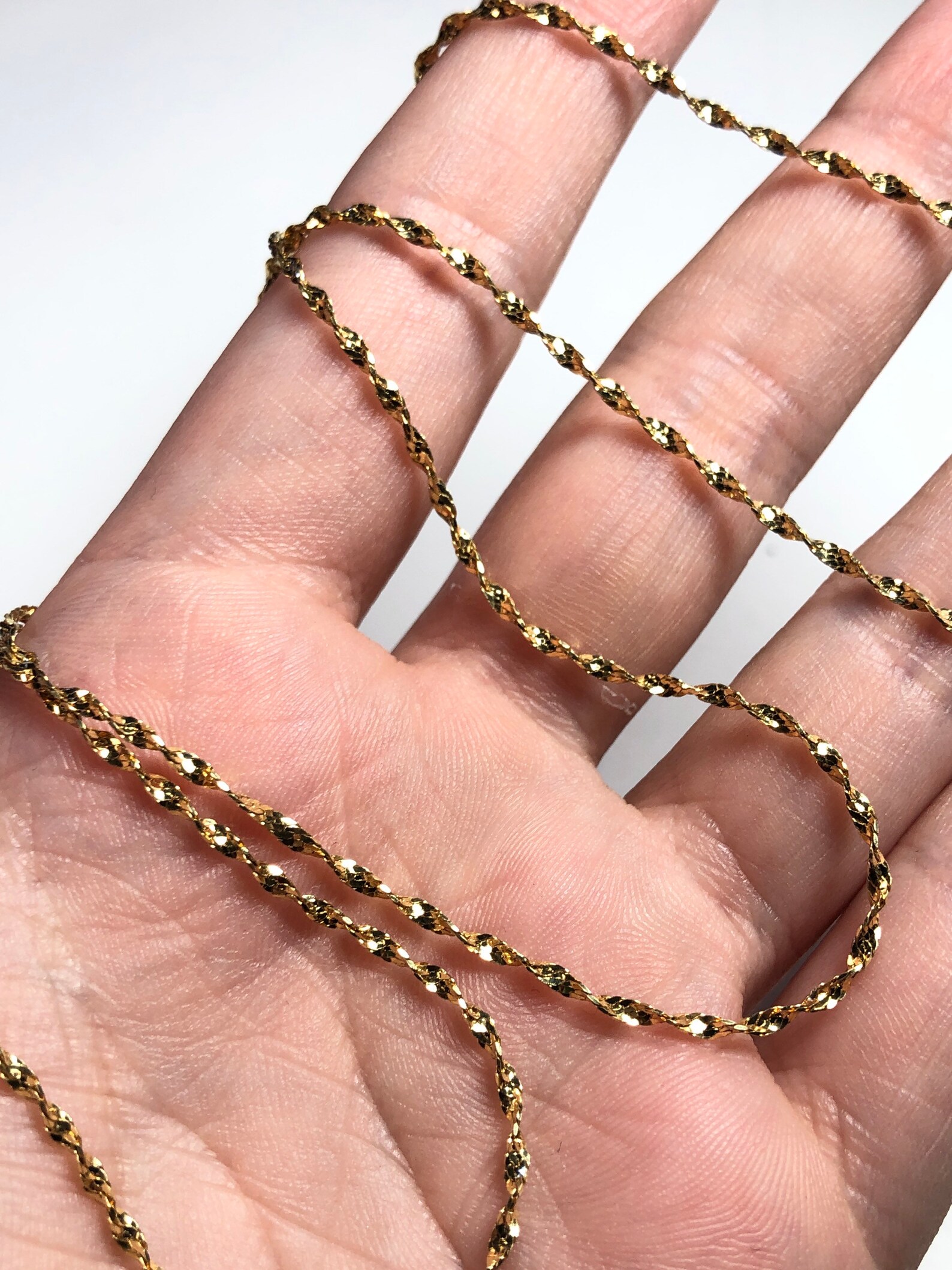 Twisted Chain 10K Solid Yellow Gold Necklace 24 1.5mm Etsy