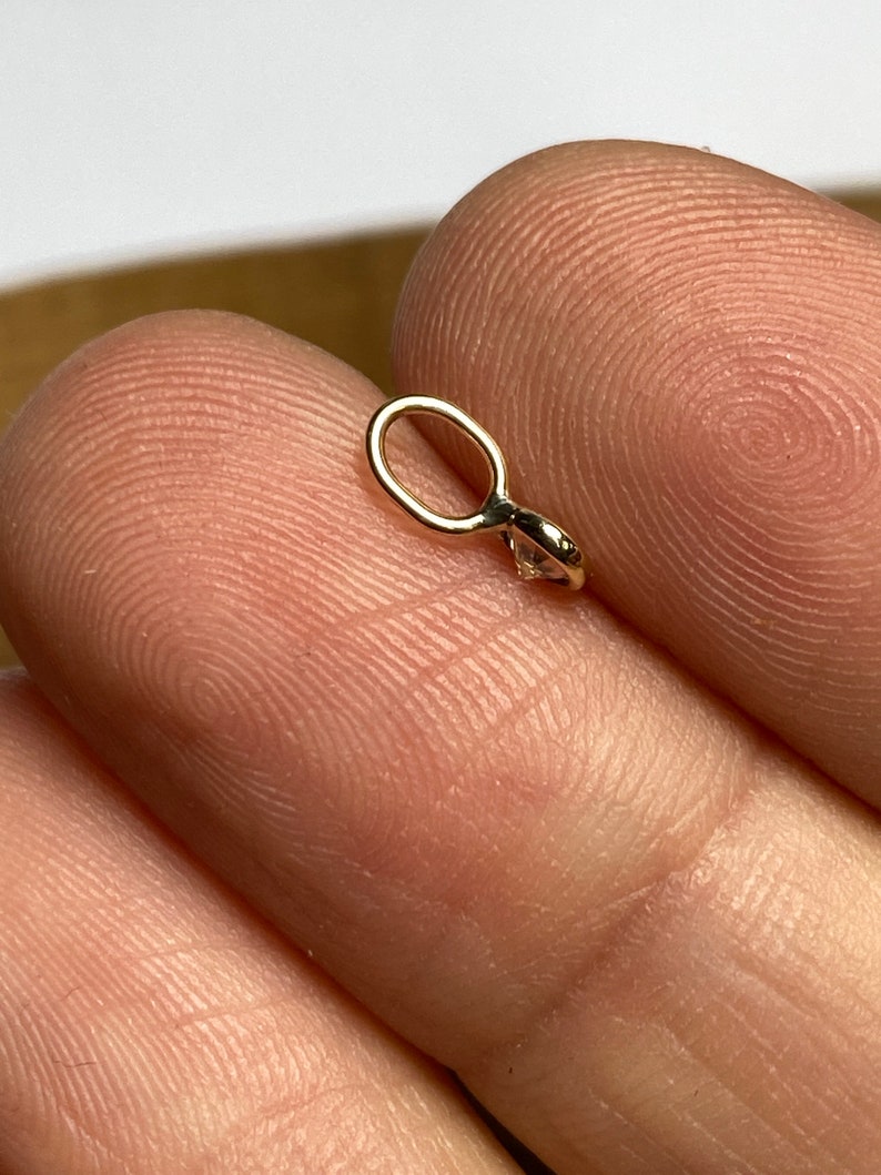 Natural .10CT Old Mine Cut Diamond 14K Yellow Gold Pendant Charm 13x3mm