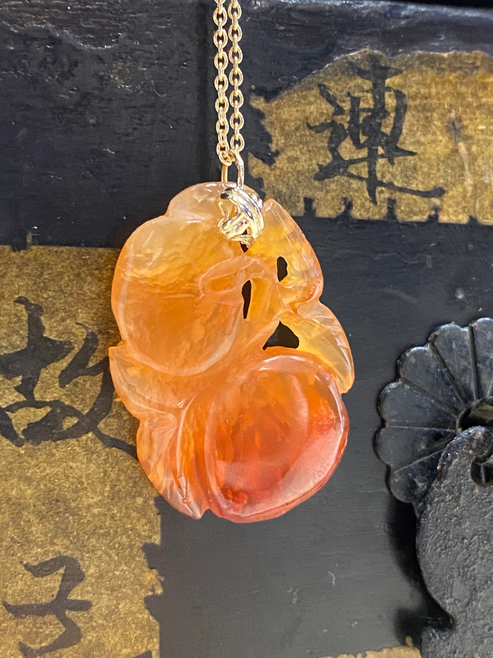 Unique Antique Orange Carved Jade Pendant Charm 34 x 23mm Etsy