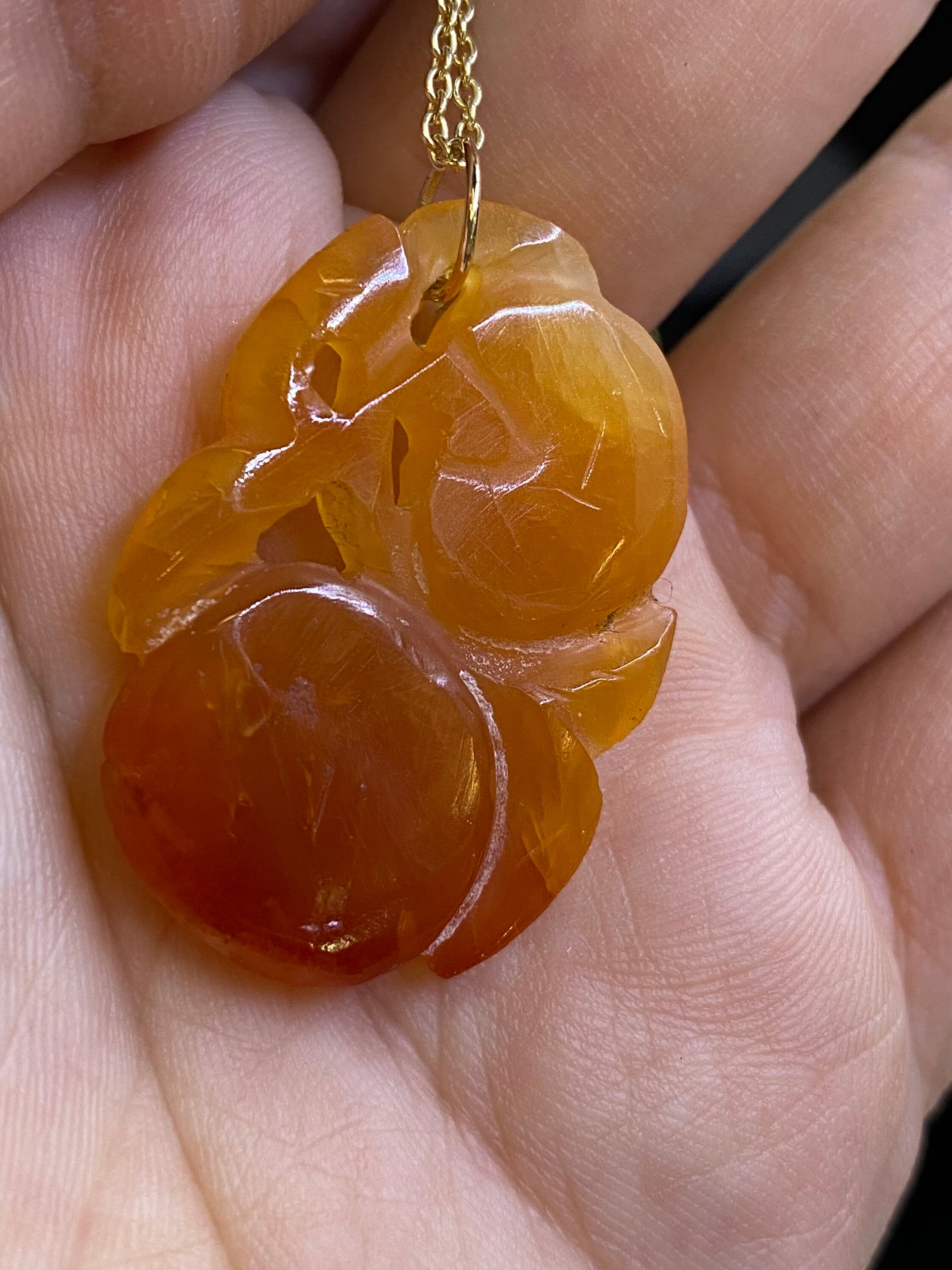 Unique Antique Orange Carved Jade Pendant Charm 34 x 23mm Etsy