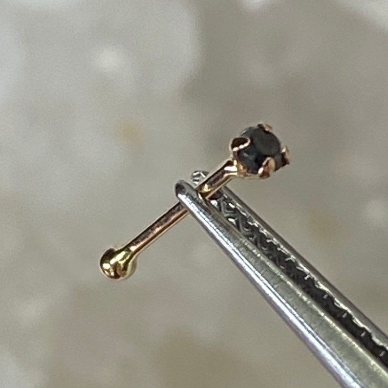 1.5mm Black Diamond Solid 14K Rose Gold 3mm 22 gauge Nose Screw Stud