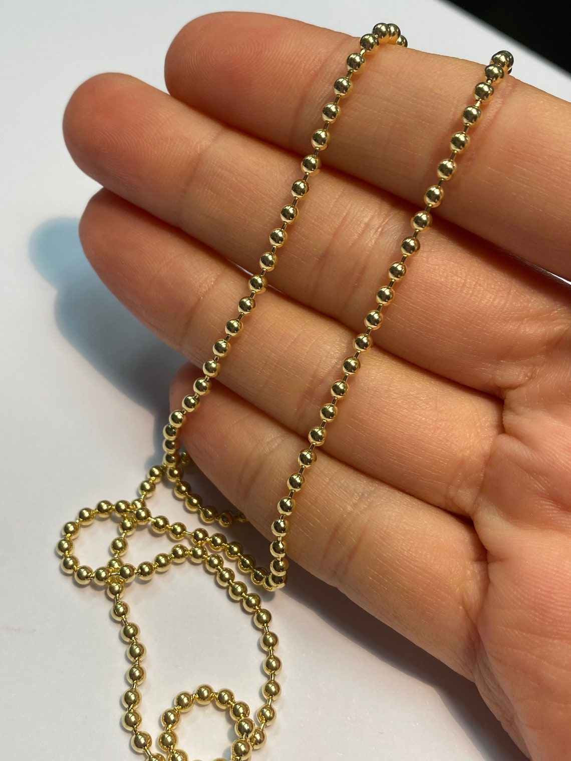 2.5mm 14K Solid Yellow Gold Ball Chain Necklace 18 10.5 Etsy