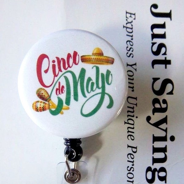 Cinco de Mayo Celebration (May 5th) Sombrero and Maracas ~  Retractable Reel ID Badge Holder -You pick reel style