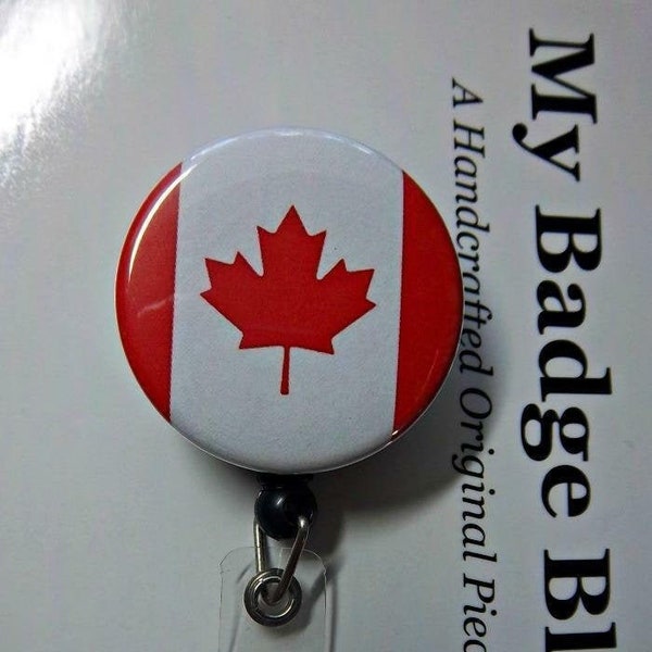 CANADA FLAG, Heritage, Pride, Maple Leaf ~ Retractable Reel ID Badge Holder - You pick reel style