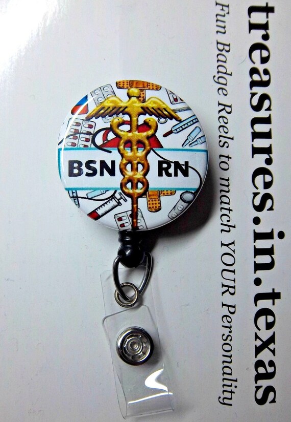 Registered Nurse BSN RN Caduceus and Medical Goodies Title on Banner Retractable  Reel ID Badge Holder You Pick Reel Style -  Sweden