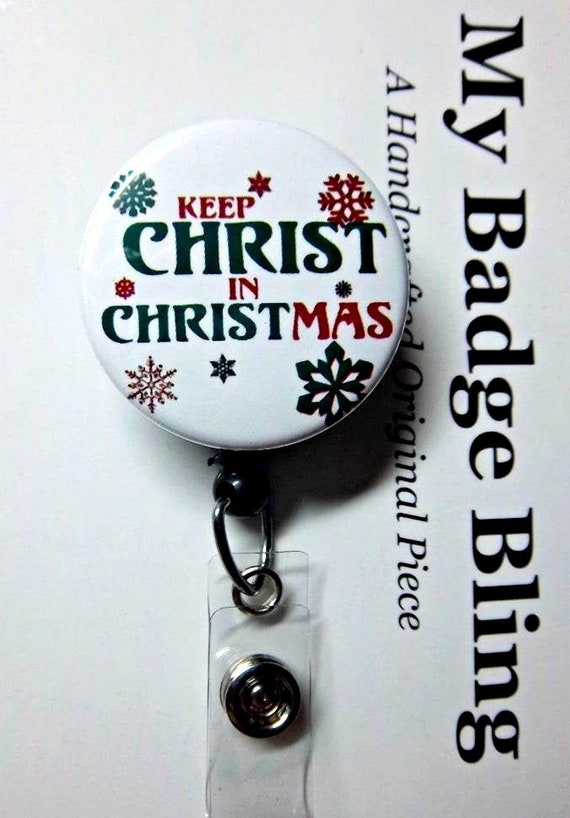 Keep Christ in Christmas Snowflakes Retractable ID Badge Reel You Pick Reel  Style Alligator Swivel or Slide Belt Clip 