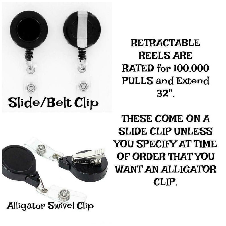 You pick reel style Keep Calm and Nurse On Purple and White Bling on Diamond Filigree Base ~ Retractable Reel ID Badge Holder