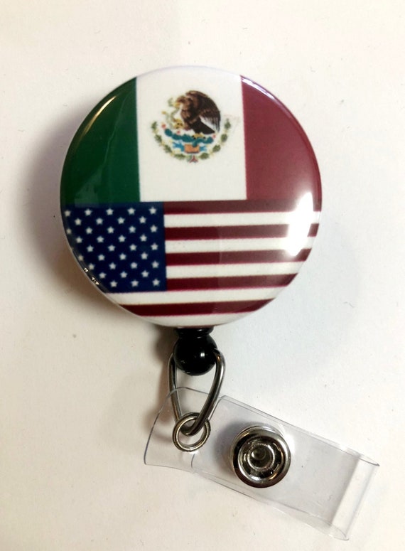 Mexico & USA Flag Mexican American Heritage Pride Retractable Reel ID Badge  Holder You Pick Reel Style -  Canada