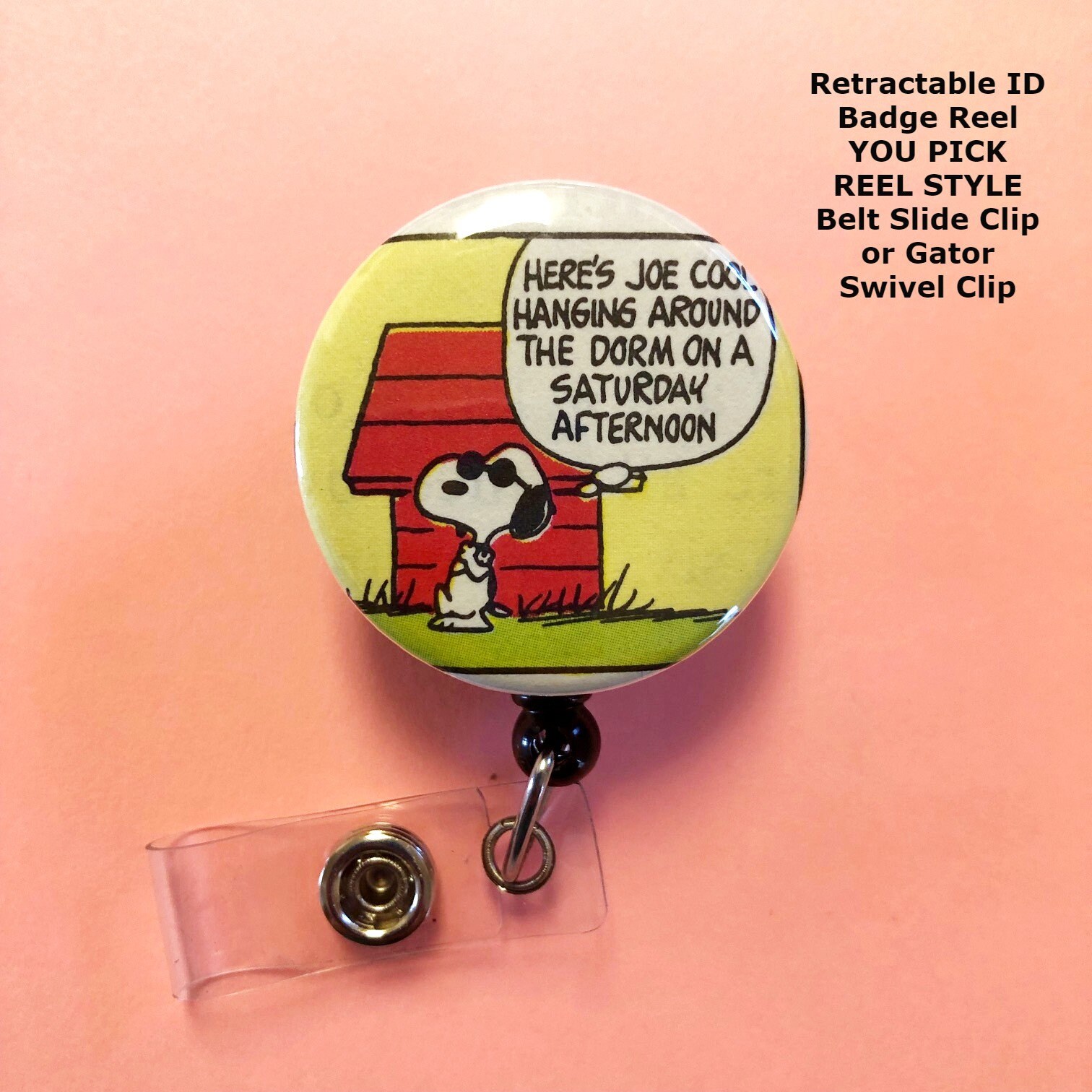 Peanuts Joe Cool and Woodstock Badge Reel 