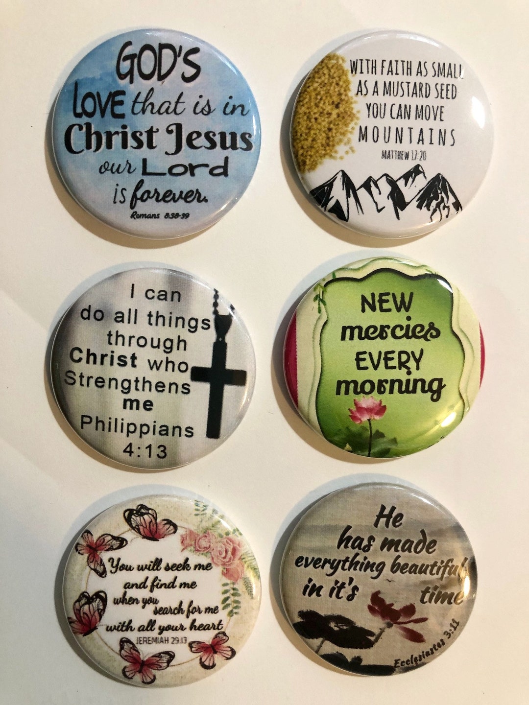 Christian, Religious Button Set J, 6pk Novelty 1.5 Diameter Buttons