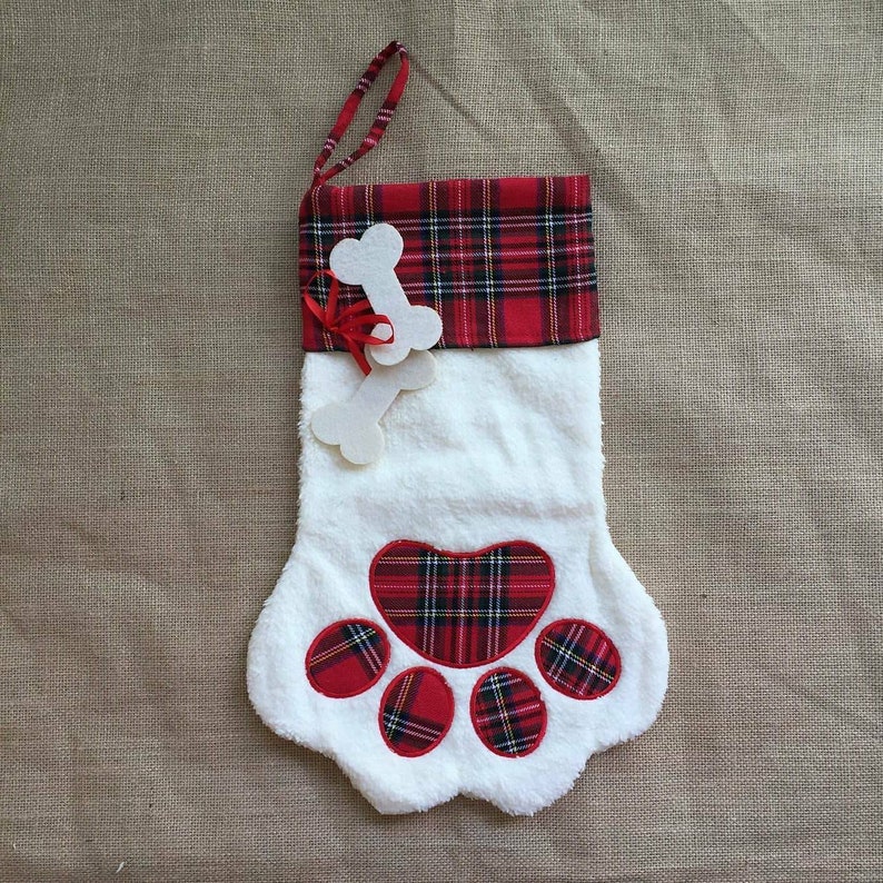 Paw print dog christmas stocking | Etsy