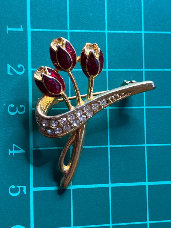 Enamelled tulip brooch - image 4