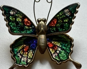 vintage enamel butterfly brooch