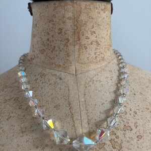Vintage single strand Aurora Borealis crystal necklace