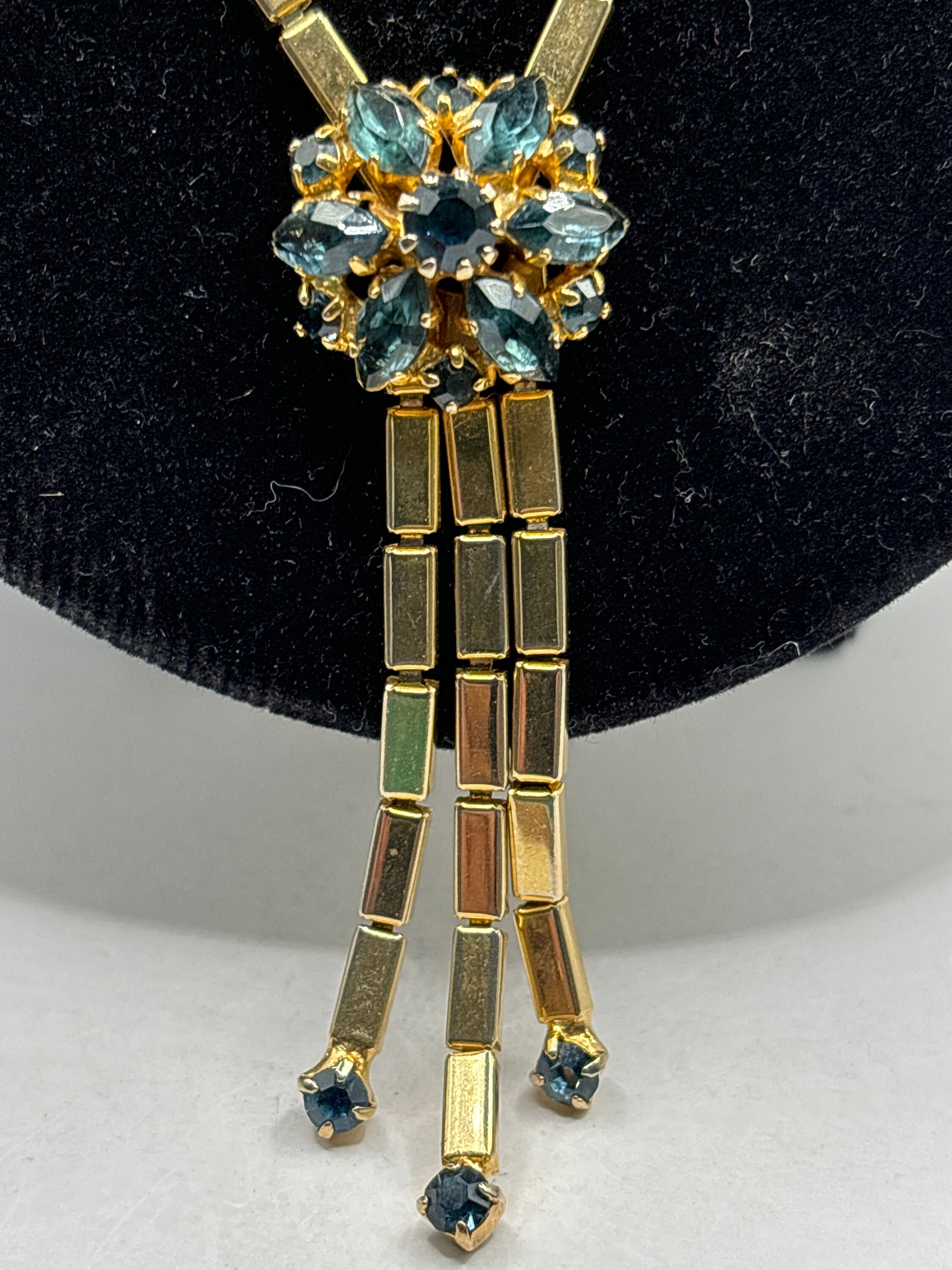 Vintage  Gold plated necklace and blue stones