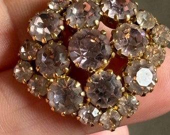 vintage pale pink crystal stone brooch