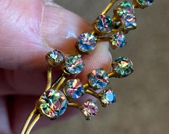希少な本物のヴィンテージブローチ、アイリスガラスフラワー 希少な本物のヴィンテージブローチ、アイリスガラスフラワー