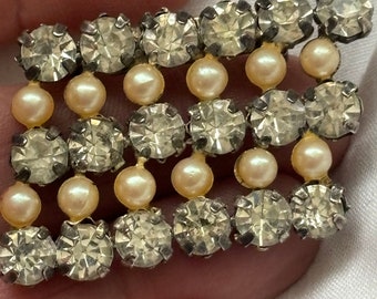 broche vintage estilo deco de perlas sintéticas y pasta