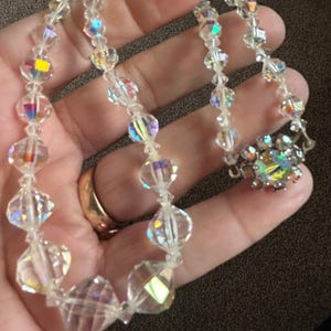 vintage Aurora Borealis crystal bead necklace