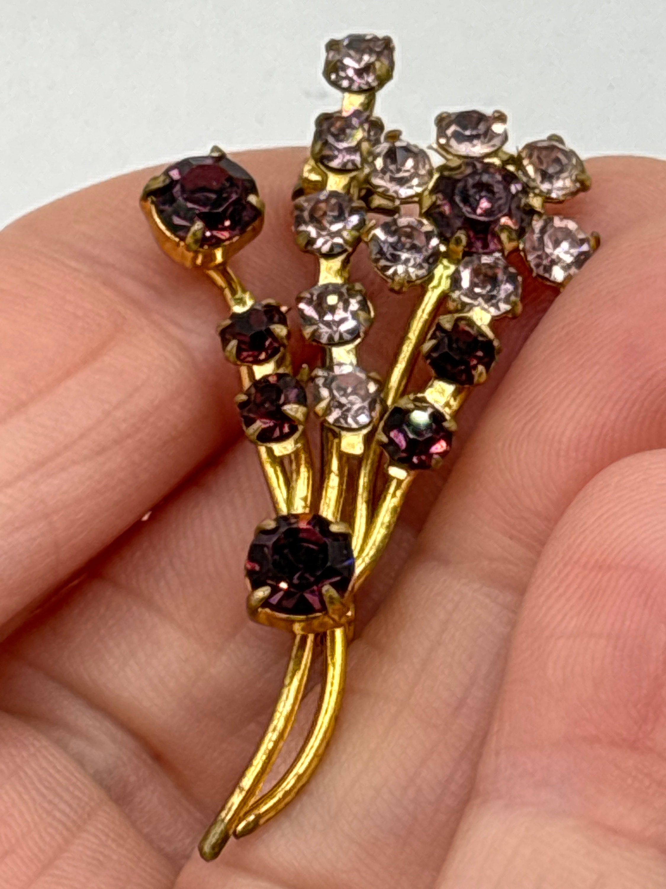Vintage Purple Paste Stone Brooch - Etsy