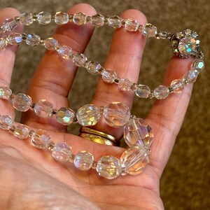 Vintage Aurora Borealis crystal graduated necklace