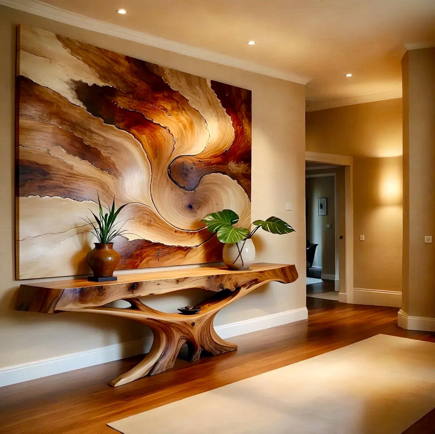 Handcrafted solid wood console table, natural live edge entryway table, narrow hallway console with rustic charm