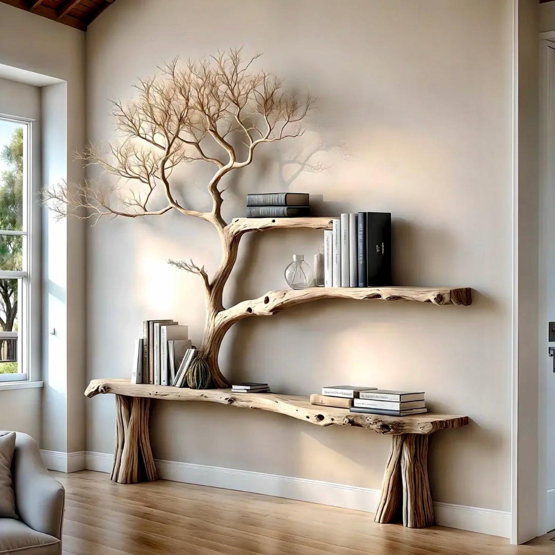 Tree-shaped Bookshelf With Console Table – Multi-purpose Reading and ...