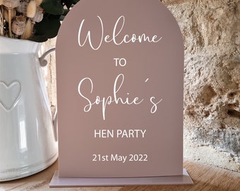 Hen Party Welcome Sign, Arch Acrylic Party Sign, Hen Party Decor, Welcome to Hen Party, Minimalist Hen Party Decor, Bachelorette party sign