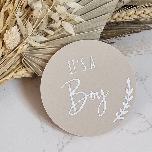 Double Sided Gender Reveal Plaque, It's a Girl, It's a Boy, Gender Announcement Sign, Social Media Photo Prop, Birth Announcement