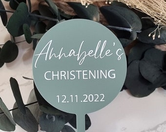 Personalised Christening Cake Topper, Baptism Paddle Cake Topper, Pastel cake Topper, Neutral toned cake topper, Custom Cake Decor