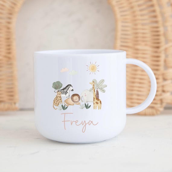 Safari Animals Kids Cup, Jungle Animals Mug, Unbreakable Childrens