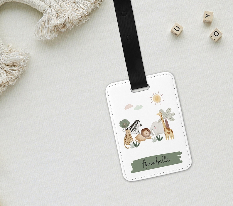 Personalised Kids Passport Cover, Jungle Safari Animals, Childs First Passport, Child Birthday Gift, Luggage Tag, New Baby Gift image 4