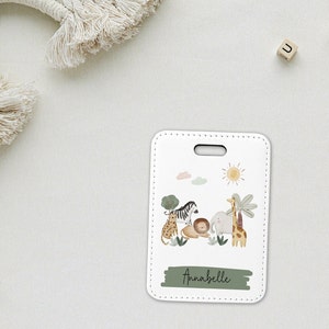 Personalised Kids Passport Cover, Jungle Safari Animals, Childs First Passport, Child Birthday Gift, Luggage Tag, New Baby Gift image 5