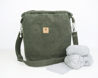 Bolsa para proyectos 3 en 1 / Bolsa para proyectos 3 en 1 / Bolso de hombro / Bolsa de almacenamiento / Bolsa de pana / Bolsa de pañales / Bolsa de tejer