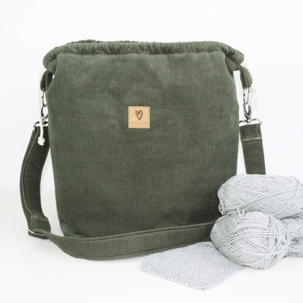 Projektbeutel 3 in 1 / Projekttasche 3 in 1 / Schultertasche / Utensilo / Cordtasche / Wickeltasche/Stricktasche