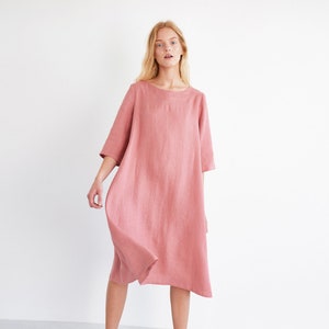 CHARLOTTE Trapeze Linen Dress /linen Midi Dress - Etsy