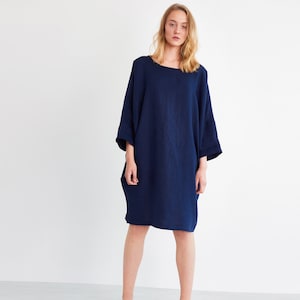 SELENE Cocoon Linen Dress / Oversized Washed Linen Dress / Loose Fitting Linen Dress