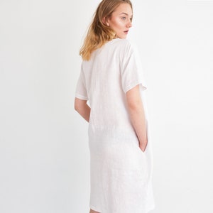 VENICE Linen Tunic Dress / White Summer Dress / Short Sleeve