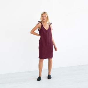 Linen slip dress, strappy midi, handmade | ARIA