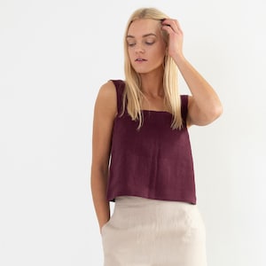 BEA linnen tanktop / eenvoudige zomerblouse / crop top / handgemaakte kleding voor dames afbeelding 2