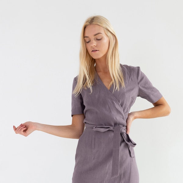 BELLA Linen Wrap Dress / Midi Dress