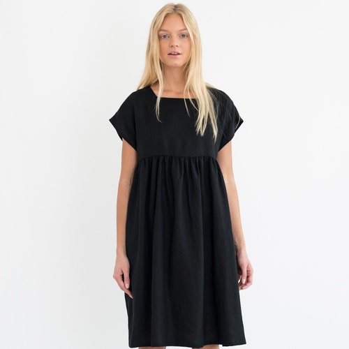 Black Linen Dress Royal Toscana. Asymmetrical Sleeveless - Etsy