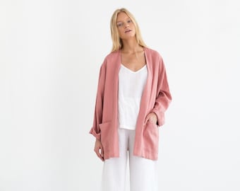 SELBY Linen Jacket / Loose Linen Blazer / Oversize Linen Kimono / Handmade Clothing For Women