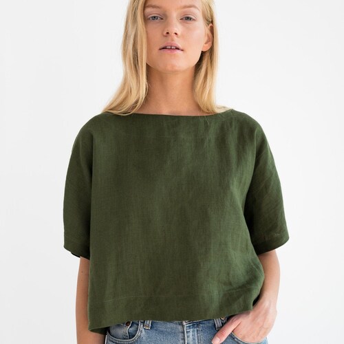 BEE Linen Top / Simple Linen Blouse / Loose Linen Shirt / Linen Tunic / Handmade Clothing For Women